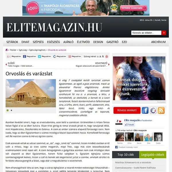 Elite Magazin – Orvoslás és varázslat