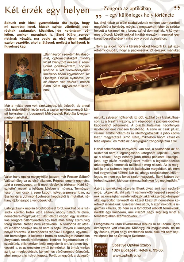 Optikai Magazin – Két érzék egy helyen